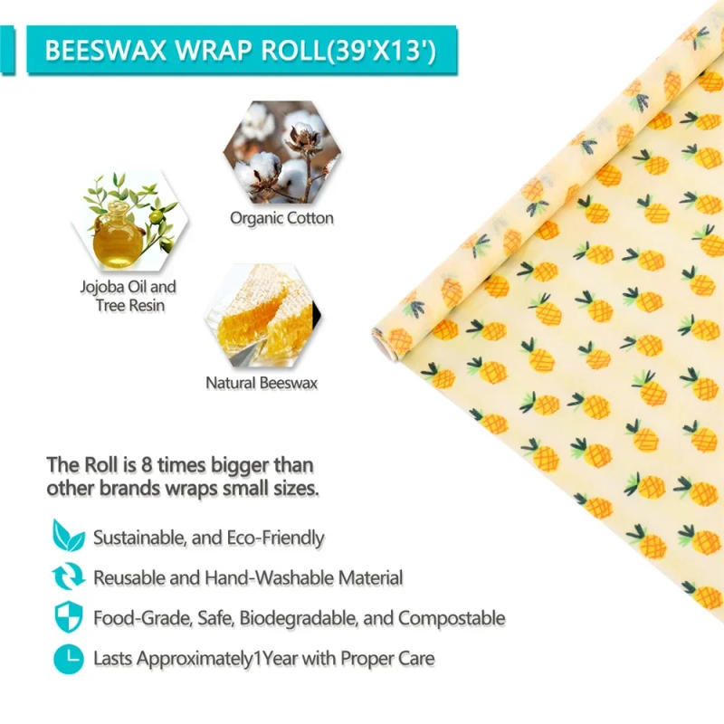 Description Picture 5 of itemSustainable Storage Wraps 100x33cm Eco-friendly Reusable Wrap Tree Snack Resin Food Oils Silicone Beeswax Plant Seal