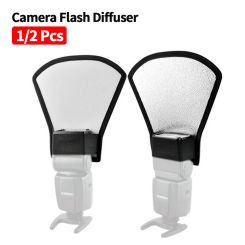 Camera Flash Diffuser Reflector Two-Sided Silver/White Flash Light Reflector for Speedlight Flashes Photo Studio Accessories