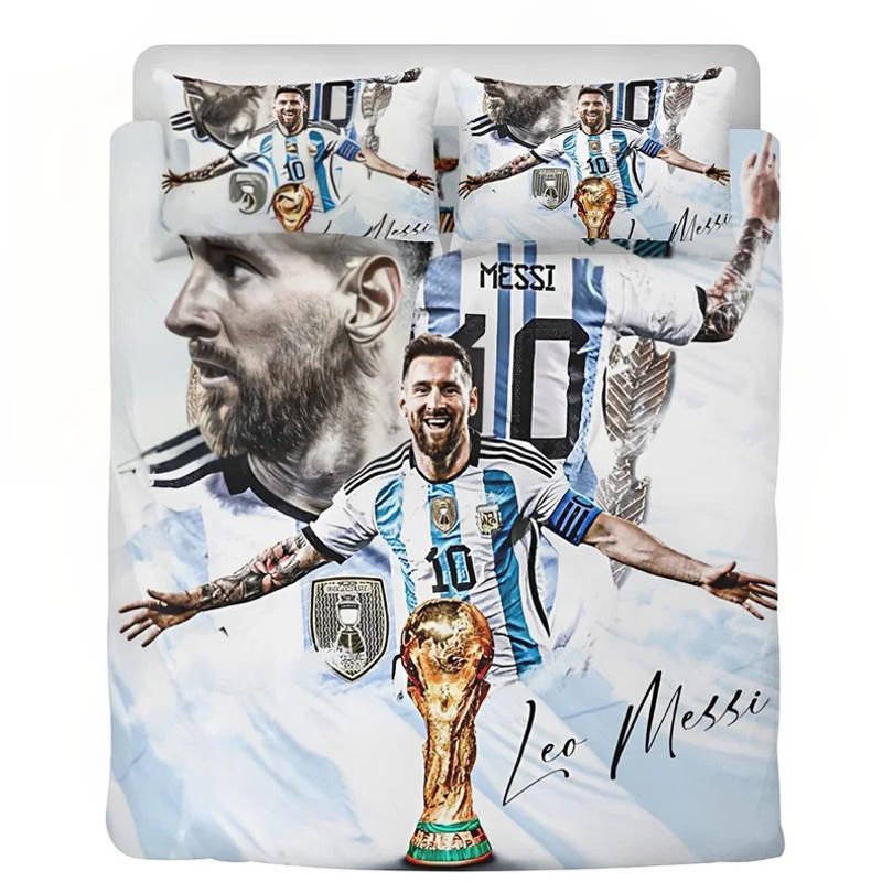 Description Picture 3 of itemFootball Star Bedding Set 3 Piece, 3D Football Duvet Cover Complete Set, 3 Piece Bedding Set with 2 Pillowcases, Quilt Not