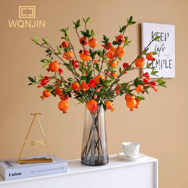 Description Picture 2 of item1PC Simulation 5 Heads Pomegranate Fruit,Home Living Room Decoration, New Year's Red Bonsai Decoration Artificial Flowers