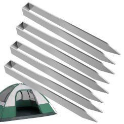 Wind Stakes 4pcs U-Shaped Tent Stakes Trampoline Tie Down Anchors Kit High Wind Trampoline Stakes Silver Playground Anchors For