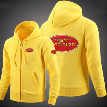 MOTO GUZZI 2024 Men's New Hight Quality Hooded Long Sleeves Jackets Zipper Solid Color Casual Sweatshirt Pullover Tops Clothing