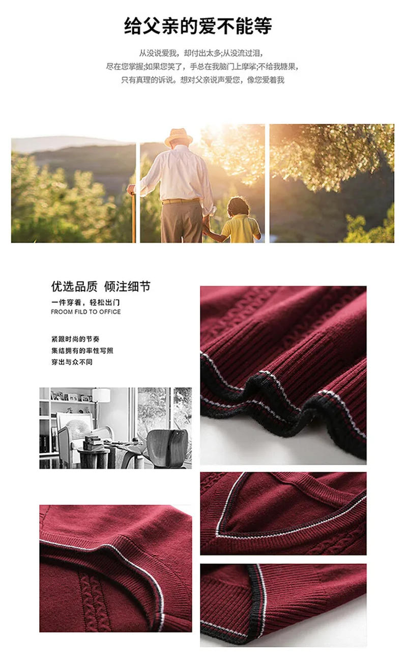 Description Picture 4 of itemMen Wool Vest Waistcoat 2024 Spring Autumn V-Neck Sleevelesss Man Sweater Vest