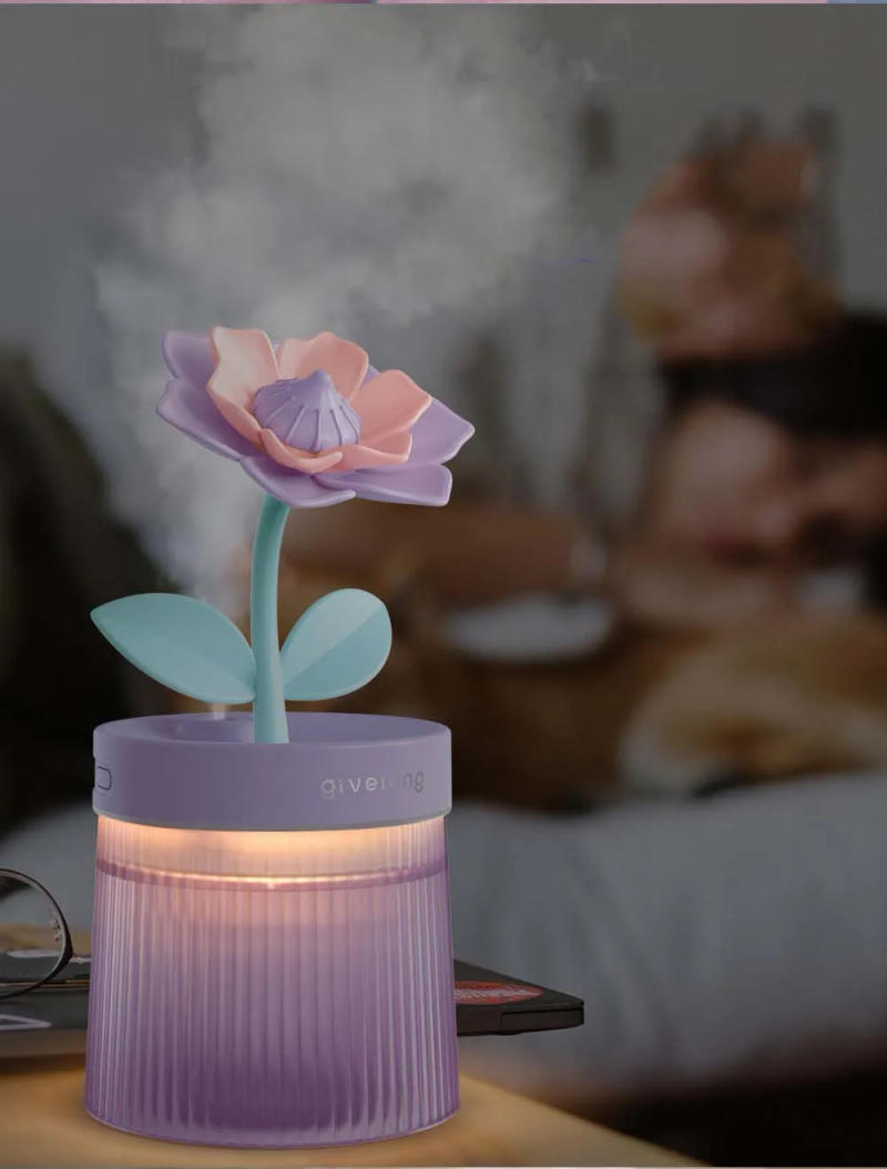 Description Picture 4 of item2024 Humidifier Portable USB Ultrasonic Colorful Cup Aroma Diffuser Cool Mist Maker Flower Air Humidifier Purifier With Light