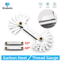 55/60 Degree Thread Plug Gauge Metric Imperial Gear Tooth Screw Pitch Gauges Carbon Steel Measuring Tool Tap Thread Measurement