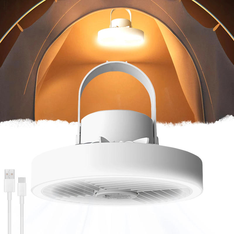 Description Picture 2 of itemCamping Fan 1500mAh Rechargeable Desktop Portable Air Circulator Wireless Ceiling Electric Fan LED Light Camping Necessities