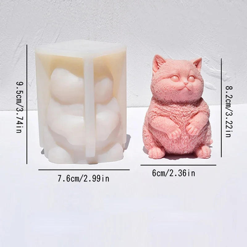 Description Picture 4 of itemDIY Fat Cat Candle Silicone Mold 3D Kitten Scented Candle Plaster Animal Crafts Resin Cement Mould Soap Making Tool Home Gift