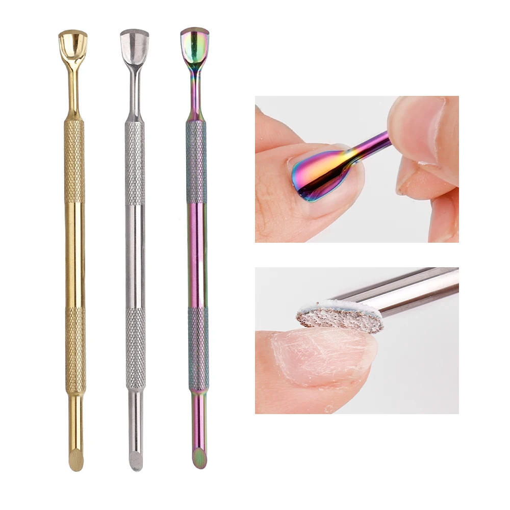 Description Picture 4 of itemDouble-ended Manicure Steel Pushers Nail File Cuticle Remover Stainless Steel Removing Dead Skin Clean Manicure Nail Art Tools