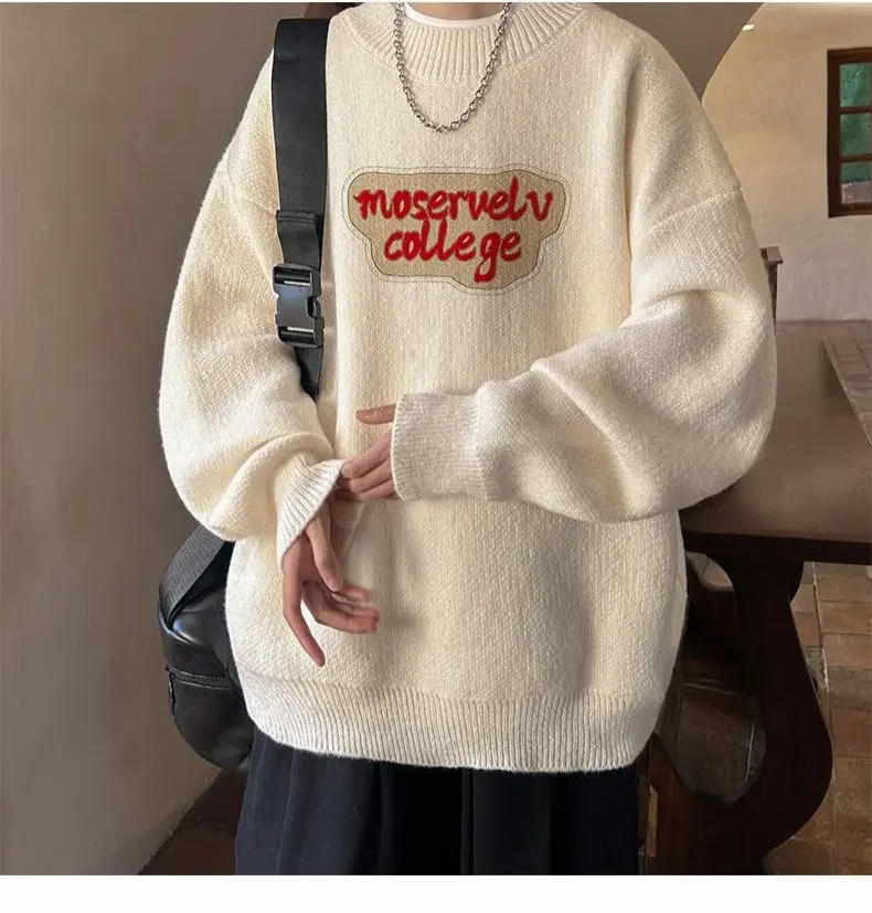 Description Picture 3 of itemAmerican Casual Sweater Men's Autumn Winter Teenagers Wear Oversize Large Size Knitwear Couples Fashion Wear Tops Men Clothing