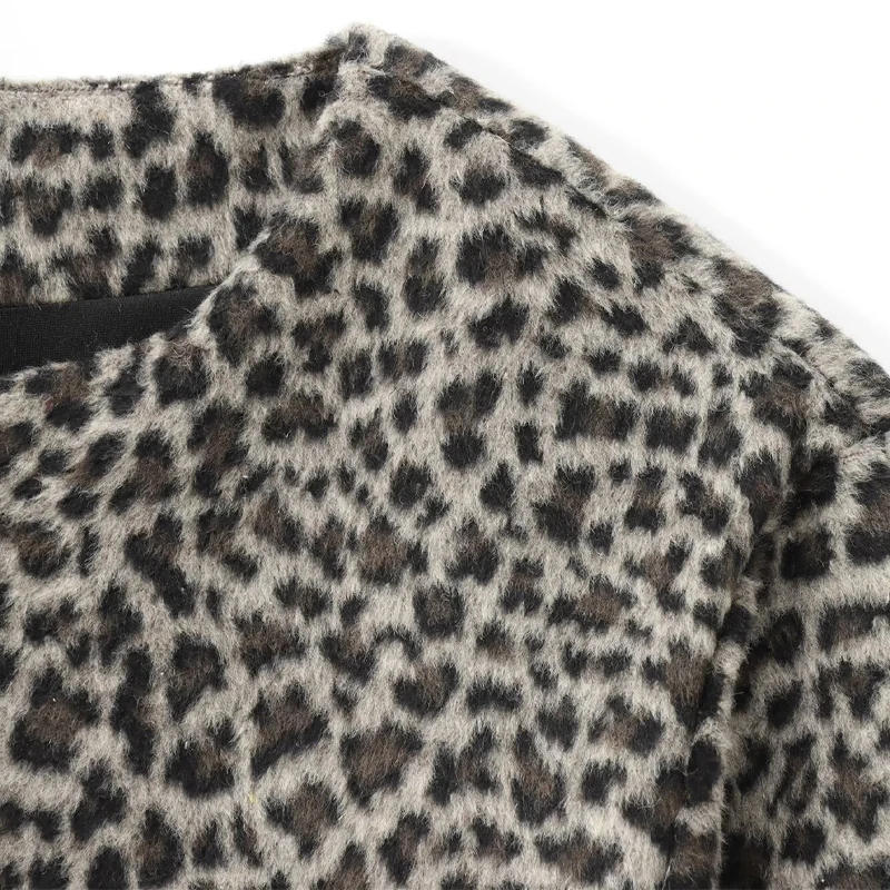 Description Picture 6 of itemStreet Faux Fur Leopard Women Coat Set O Neck Single Breasted Jacket A Line Slim Skirt 2024 Autumn Vintage Lady Jacket Suit