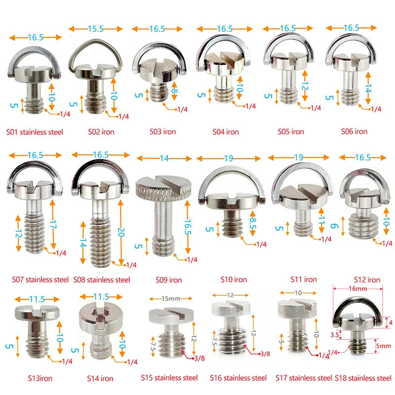Description Picture 2 of item1/4 Inch D-ring Camera Mount Screw Quick Release Plate Adapter Screw For Tripod Monopod Ballhead Dslr Photo Photography Fixed