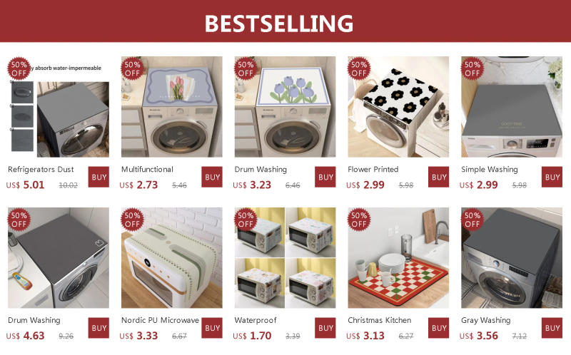 Description Picture 2 of itemPrinted Dust Covers Home Washing Machine Cover Microwave Oven Protecor Fridge Top Mat Table Pad Absorbent Floor Mat Bathroom