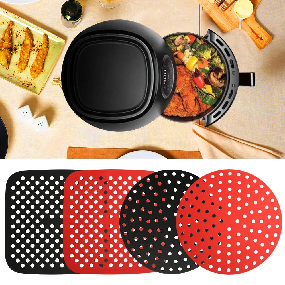 Description Picture 3 of itemReusable Air Fryer Silicone Pad  Air Fryer Lining Accessories Pad Non-stick Baking Mat Cake Grilled Saucer Silicone Mat Bakeware