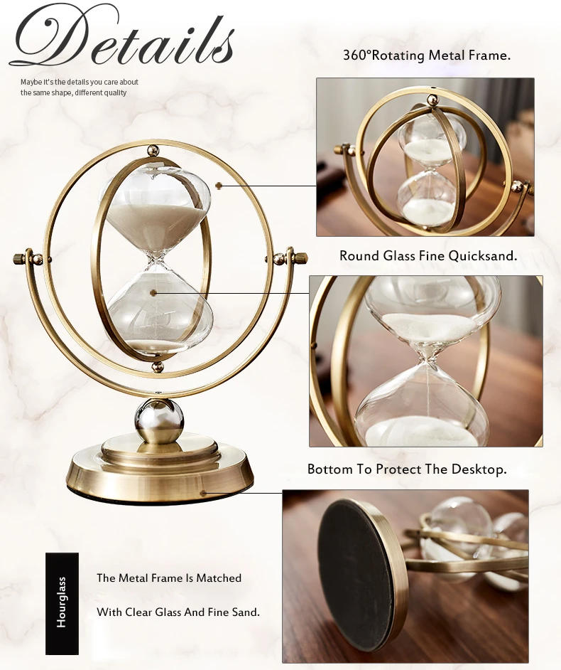 Description Picture 5 of item2021 Nordic Creative Retro Metal Hourglass Timer TV Cabinet Porch Decoration Hourglass Timer Office Home Decoration Ornaments