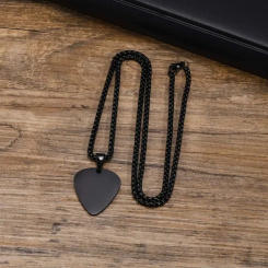 New Unique Guitar Pick Necklace for Men Boys, Stainless Steel Guitar Picks Pendant Collar to Music-lovers Gifts Jewelry