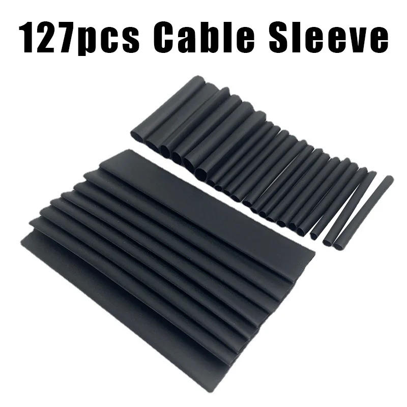 Description Picture 4 of item127pcs Black Heat Shrink Tube Wires Wrap Tubing Wire Connect Cover Protection Cable Sleeve Electric Waterproof Shrinkable 2:1