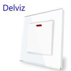 Delviz 20A Water Heater Switch, Toughened Crystal Glass Panel,Double pole double break Button, High power air conditioner Switch