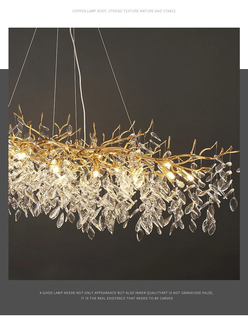 Description Picture 6 of itemModern Luxury Crystal Branches Ceiling Chandelier Living Dining Room Led  Pendant Lights Bedroom Crystal Hanging Lamp Fixture