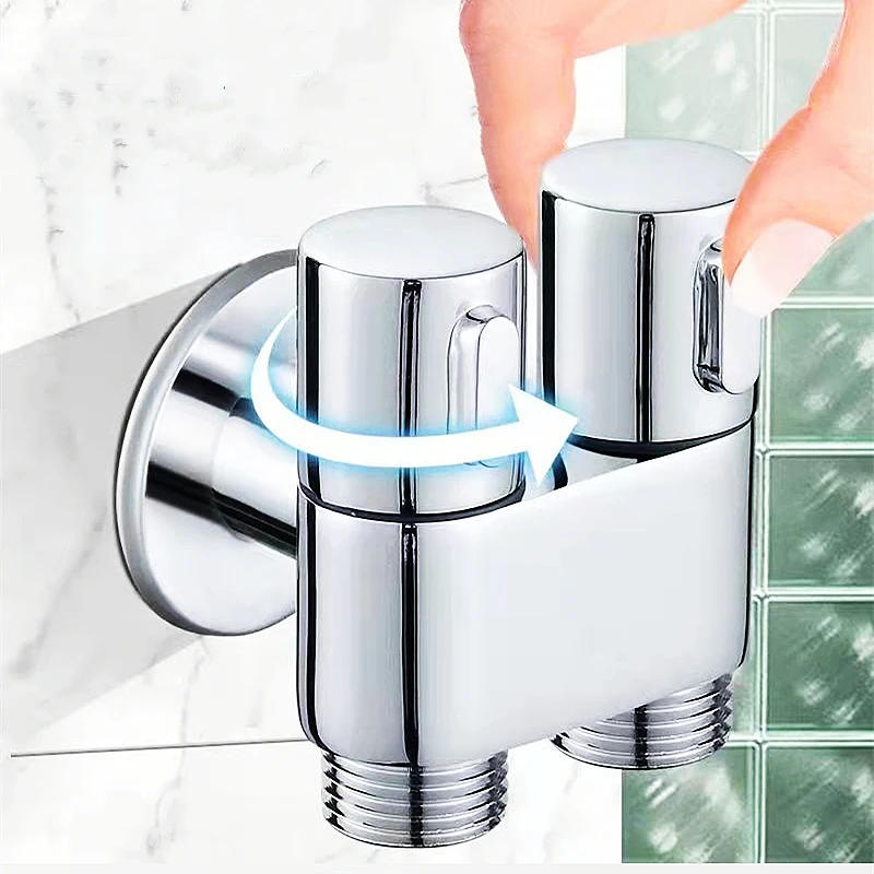 Description Picture 6 of itemG1/2 Angle Valves Wall Mount Double Control Angle Valve One In Two Out  Water Cleaning Sprayer Toilet Bidet Bathroom Accessories
