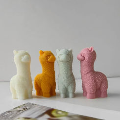 3D Alpacas Silicone Mold Plaster Scented Candle Resin Molds Aromatherapys Candles Epoxy Casting Molds Animal Decoration