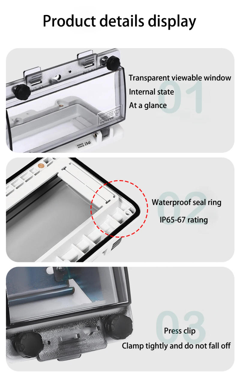Description Picture 6 of itemIP67 Circuit Breaker Transparent Waterproof Box Window Switch Transparent Protective Window Cover Distribution Box Window Hood
