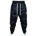 Patchwork Casual Pants Men's Drawstring Elastic Waist Casual Pants with Pockets Soft Breathable Ankle Length Trousers for Simple