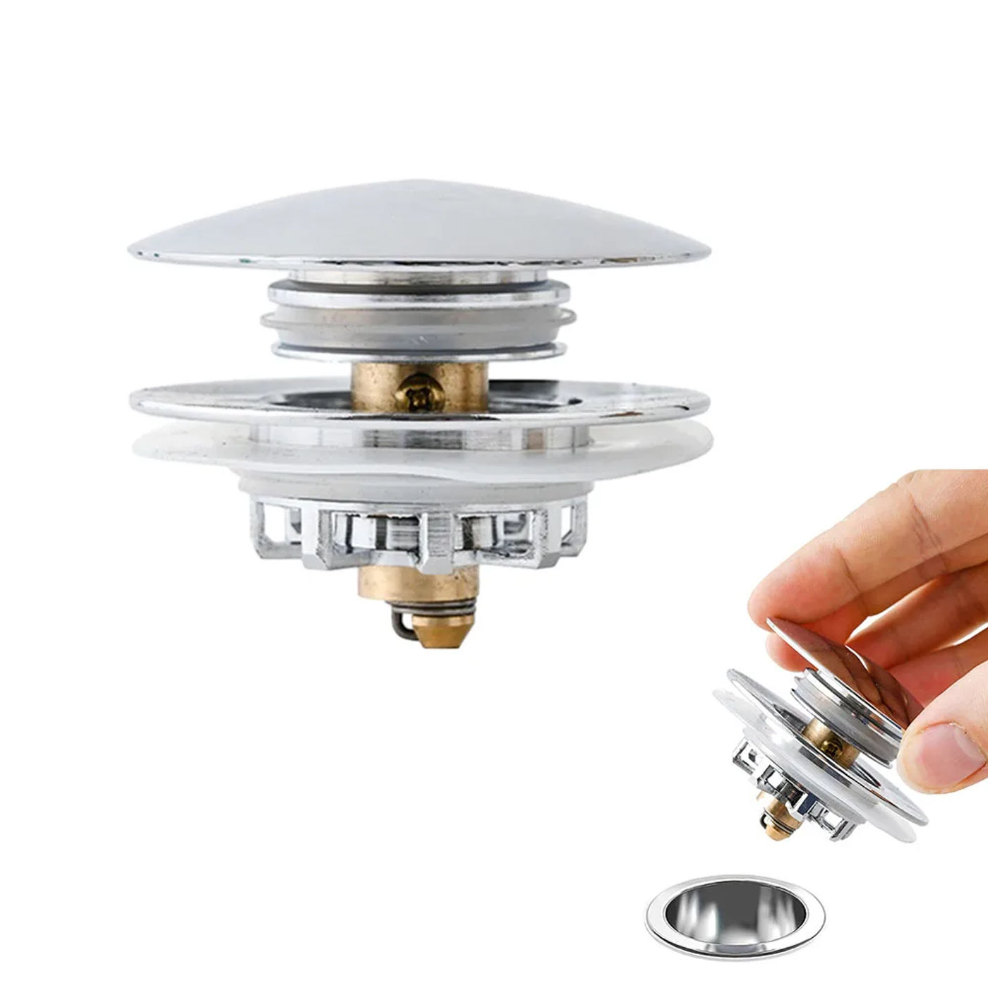 Description Picture 2 of itemPop Up Drain Button Bathroom Bathtub Plug Drainer Stopper Wash Basin Accessory Anti Blocking Replacement Bath Tub Drain Cover