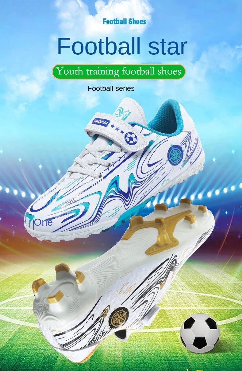 Description Picture 3 of itemBrand Kids Football Shoes Professional FG/TF Soccer Shoes Boys Girls Cleats Grass Soccer Sneakers Outdoor Futsal Training Shoes