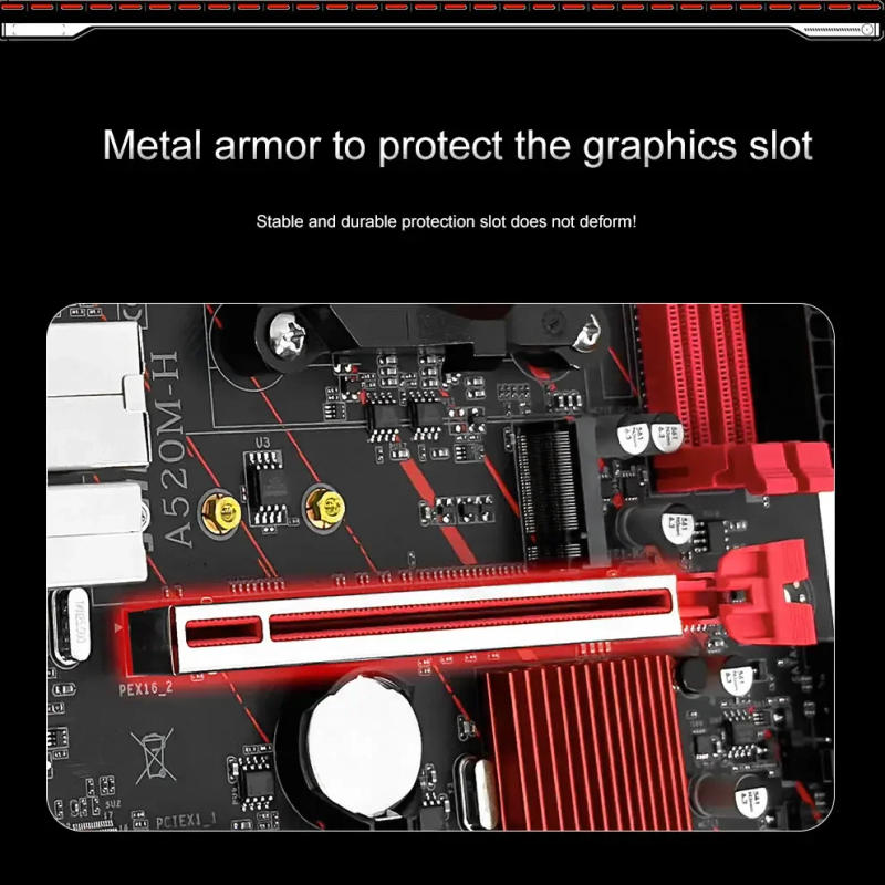 Description Picture 6 of itemJGINYUE AM4 Motherboard supports AMD Ryzen R3 5 7 1/2/3/4/5th CPU processors DDR4 dual channel Memory RAM M-ATX A520M-H