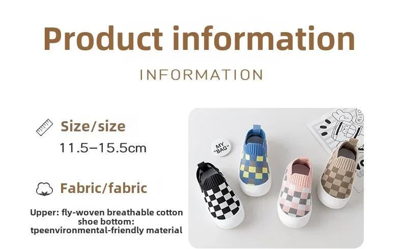Description Picture 3 of itemBaby First Walkers Spring Slip-on Toddler Shoes Baby First Walkers Boys Girls Autumn Non-Slip Classic Plaid Sneakers Sport Shoes