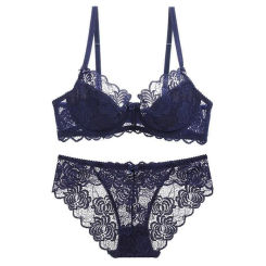 Sexy Lace Lingerie Set for Women's Sweet Lace Hollow Out Underwear Thin Cotton Bra Tops Soft Breathable Gathering Bra Everyday
