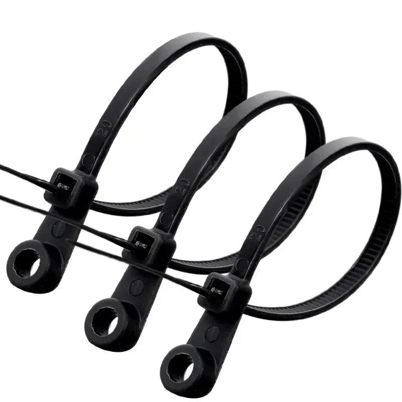 Description Picture 5 of item500/100PCS Nylon Cable Ties with Screw Mounting Hole Self Locking Loop Wraps Bundle Fixed Cables Zip Tie Wire Fastening Straps
