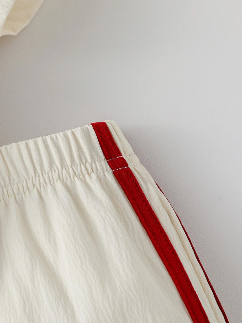 Description Picture 4 of item2Pcs Baby Boys Short Sleeve With Zipper Top & Pants Set Summer Outdoor Sports Clothes For 1-3Y Casual