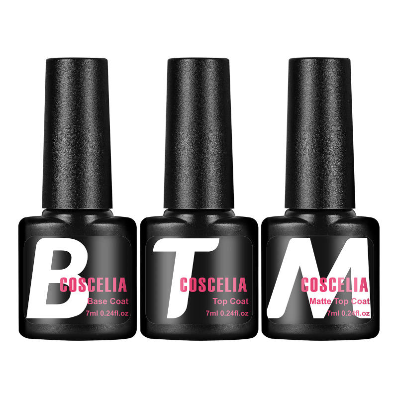 Description Picture 2 of itemCOSCELIA Nail Gel Polish Base Coat Top Coat Matte Top Coat 3pcs Set 7ml No Wipe Shiny Top Coat Long Lasting Salon Quality