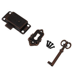 3pcs Antique Door Lock Drawer Jewelry Box Cabinet Wardrobe Cupboard Door Lock Set Lock Body Key Decorative Sheet Home Hardware