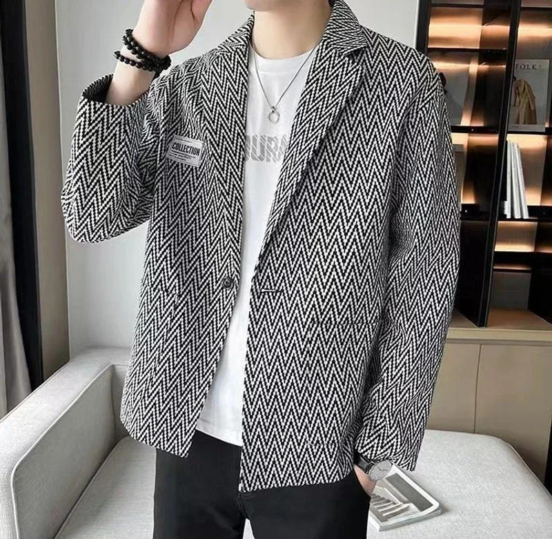 Description Picture 5 of itemCoat Party Male Blazer Single Breasted Plaid Men's Suit Jackets Original Casual Luxury Designer High Quality Fashion 2024 Simple
