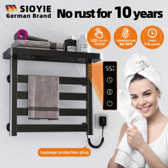 SIOYIE Heated towel rack Electric towel rack with Timer Towel warmers with storage rack for bathrooms Wall-Mounted Black G50