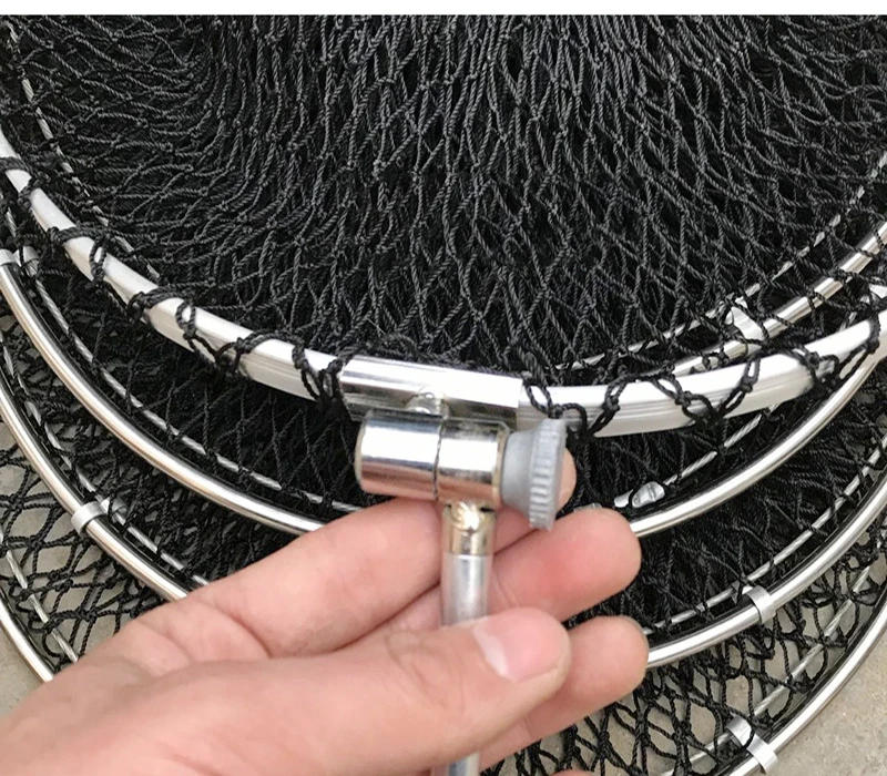 Description Picture 3 of itemLawaia Folding Fishing Nets Cage Strong Black Braided Wire Small Mesh Hand Net Quick-drying Fish Bag Stainless Steel Mesh Rings