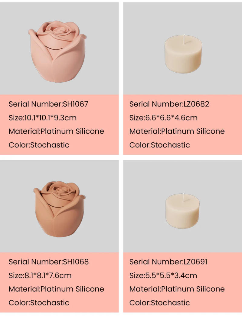 Description Picture 4 of itemBoowan Nicole Rose Candle Jar Concrete Silicone Mold and Reusable Candle Refill Mold