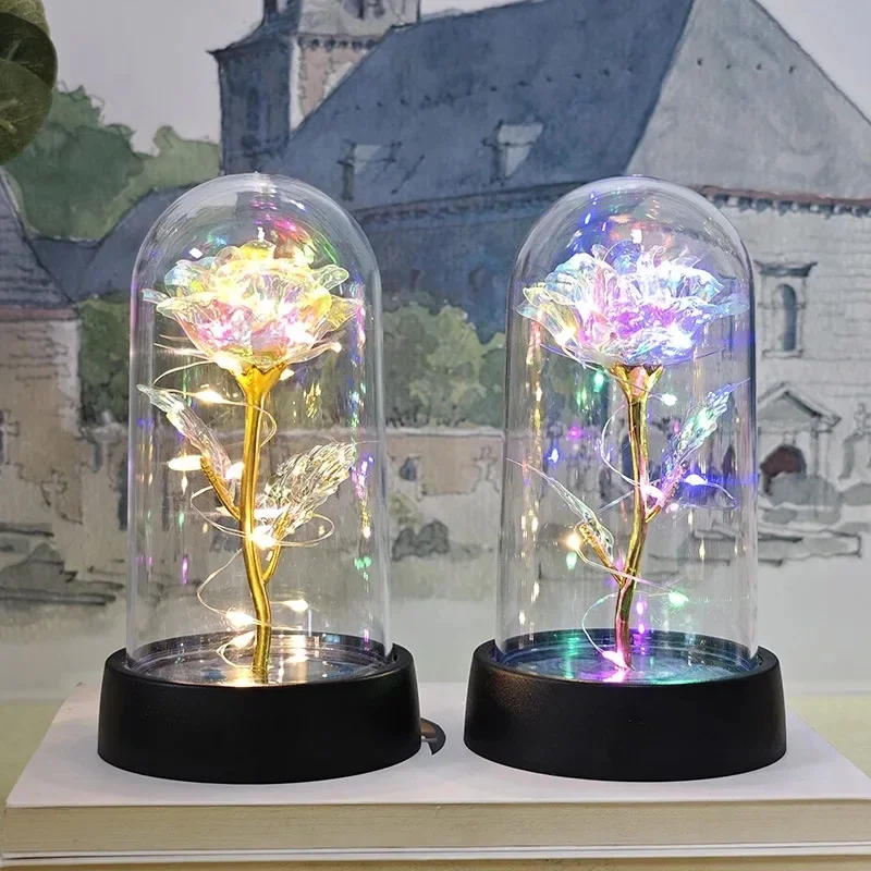 Description Picture 6 of itemArtificial Rose Flowers Valentines Day Gift for Girlfriend Eternal Rose LED Light Foil Flower Wedding Decor Christmas Gifts
