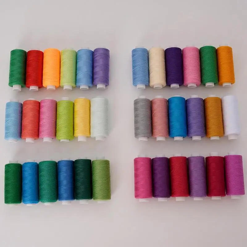 Description Picture 2 of item6 Colors/Set Yarn Sewing Thread Roll Machine Hand Embroidery 400 Yard Each Spool 100% Polyester Durable For Home Sewing Kit