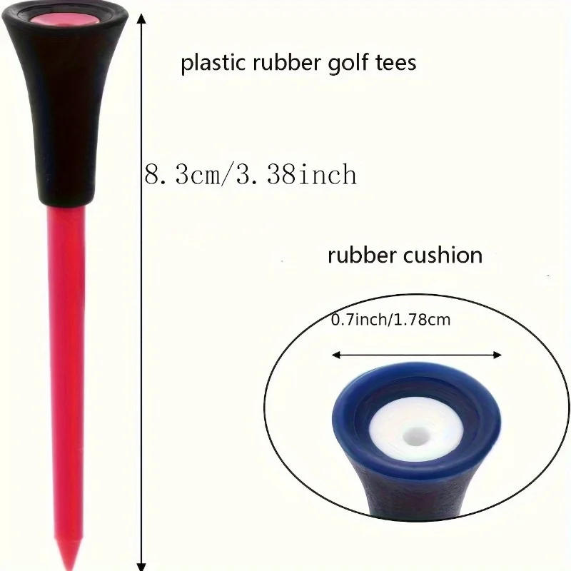 Description Picture 4 of item10/20pcs Golf Tees Mix Colors 83mm Plastic Durable Rubber Cushion Top Golf Ball Holder Golf Accessories