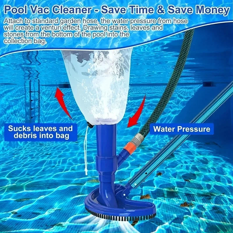 Description Picture 3 of itemPortable Pond Vacuum Jet Underwater Cleaner with Brush Bag Blue Crescent Shaped Professional Cleaning Tool for Swimming Pools
