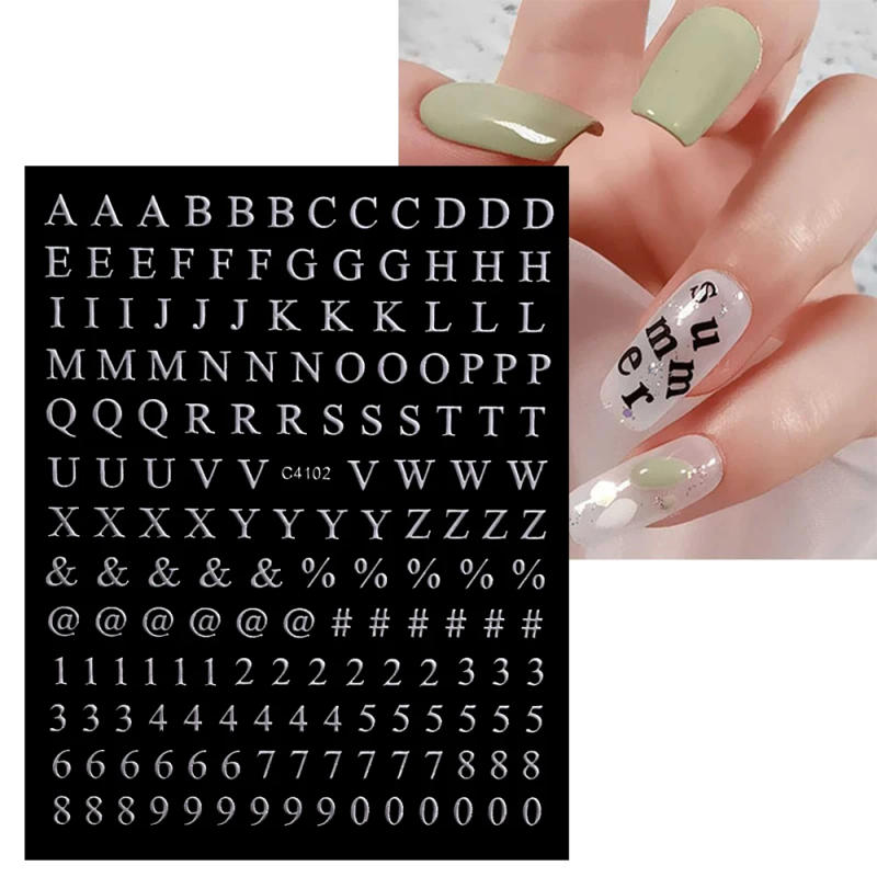 Description Picture 3 of item3D Number Letter Nail Art Stickers Decals 10*8cm Self-Adhesive Alphabet Slider Sticker Colorful Manicure Supplies Accessories &