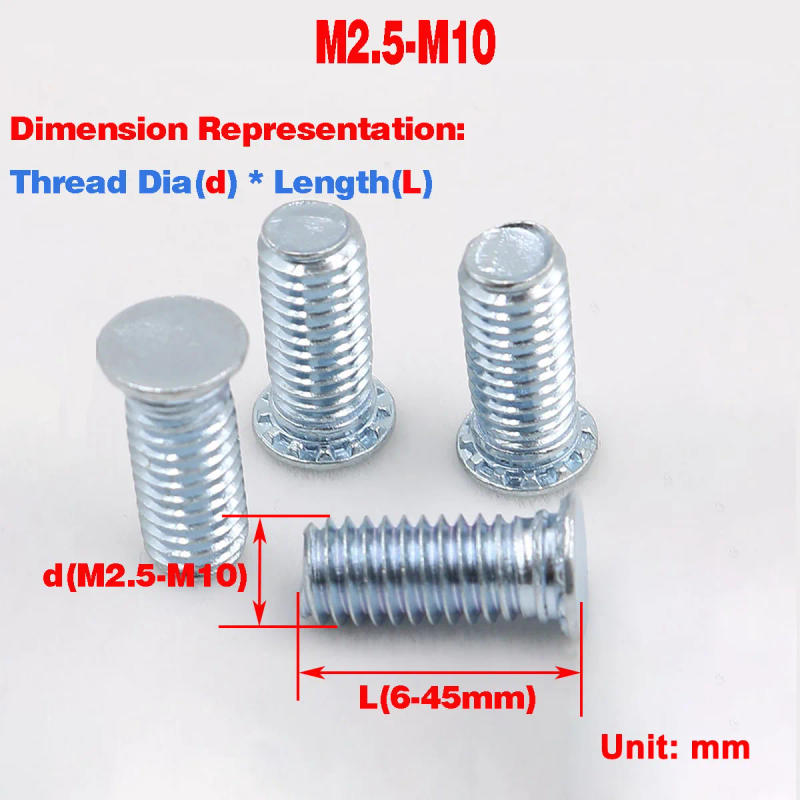 Description Picture 2 of itemEnvironmental Protection Galvanized Pressure Riveting Screw Bolts / Pressure Plate Nail Pressure Riveting Parts  M2.5-M10