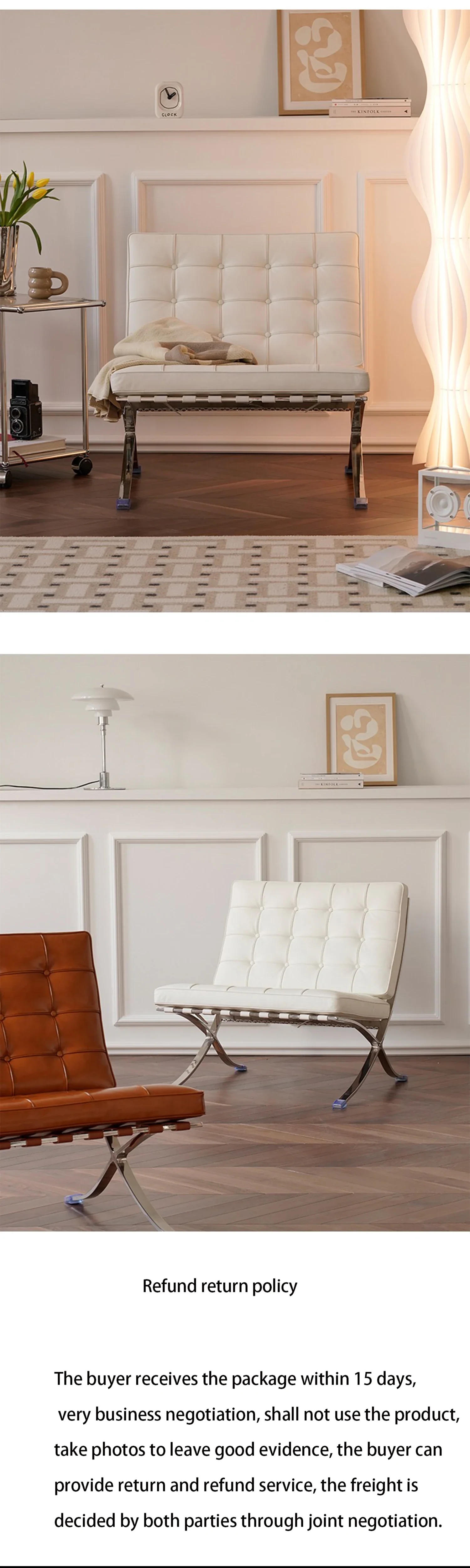 Description Picture 6 of itemBarcelona Chair Nordic Single Balcony Antique Metal Style Living Room Office Negotiation Chair Designer Leisure Chair