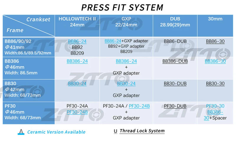 Description Picture 2 of itemZTTO Bike BB86 DUB Bottom Bracket Waterproof Press Fit BB92 86 Frame 29mm Crankset For MTB Road Bicycle Crankset Chainset