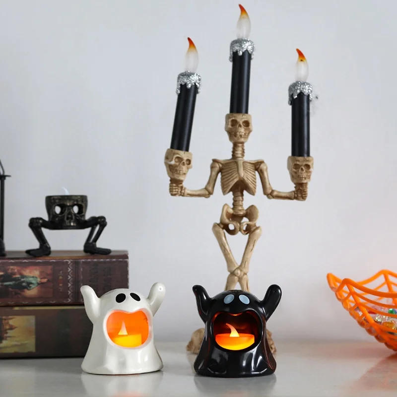 Description Picture 5 of itemHalloween Candle Holder Decorative Table Candlesticks Halloween Desktop Ornaments Party Desk Decorations Party Table Ornament