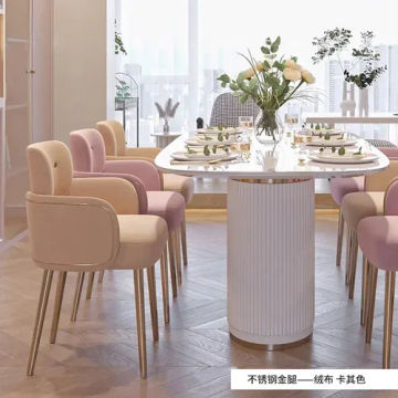Pink Velvet Relaxing Dresser Chair Arm Single Bedroom Makeup Kitchen Chair Modern Dining Elegant Silla Comedor Home Furniture