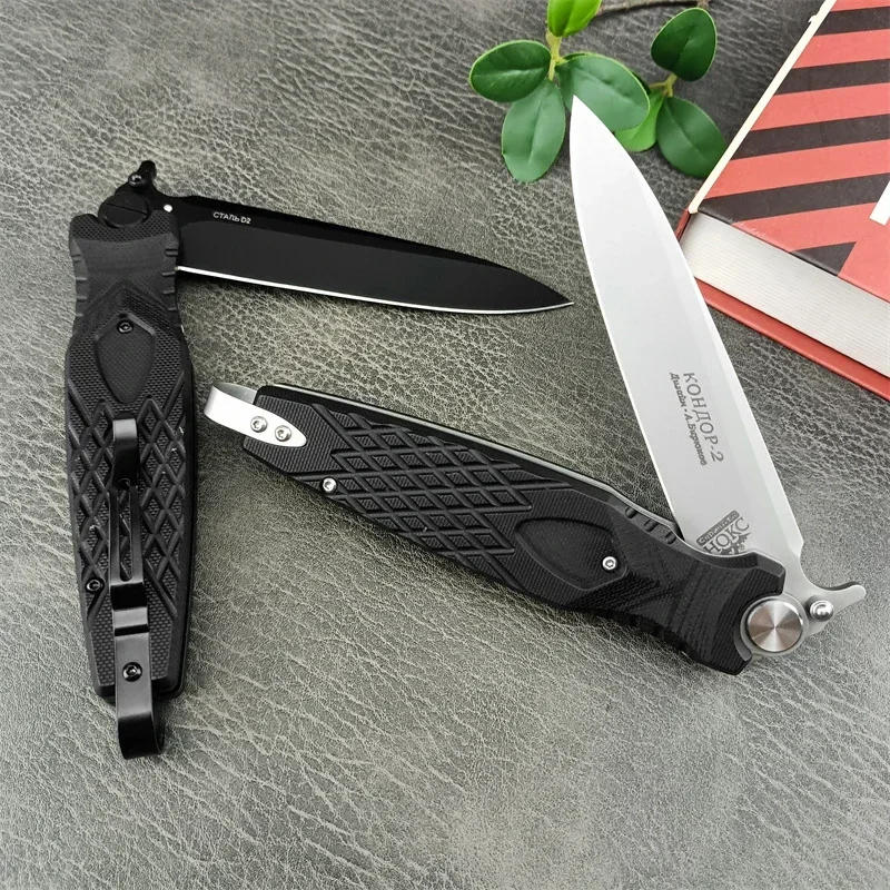 Description Picture 6 of itemRussian HOKC G10 Folding Knife D2 steel Blade Tactical Outdoor Hunting Military Survival Knives Camping Sharp Pocket Tool